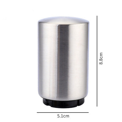 Stainless steel portable beer bottle opener with dimensions on a white background
