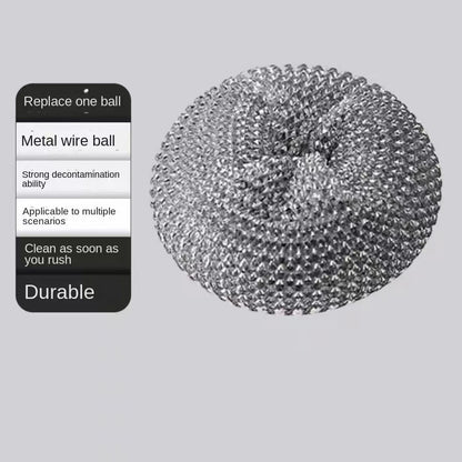 Metal wire ball with text on a gray background