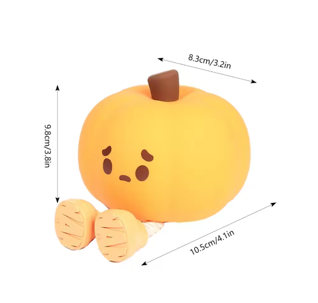 Pumpkin Night Light with dimensions indicated on a white background